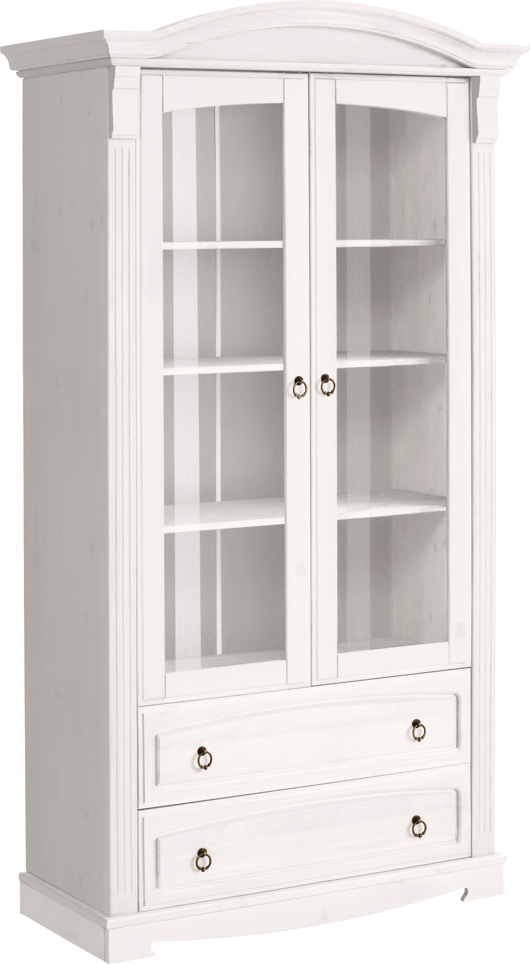 Home affaire Glasvitrine »Anna« Gesamtmasse (B/T/H): ca. 97/46/188 cm,  mit Glastüren, 2 Schubladen, Höhe 188 cm, aus massiver Kiefer, FSC®