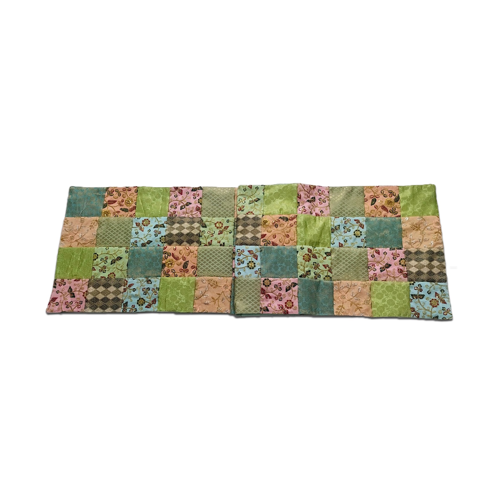 Patchwork Tischläufer 'Idhali' grün, L 150 cm, B 40 cm von fischer's lagerhaus