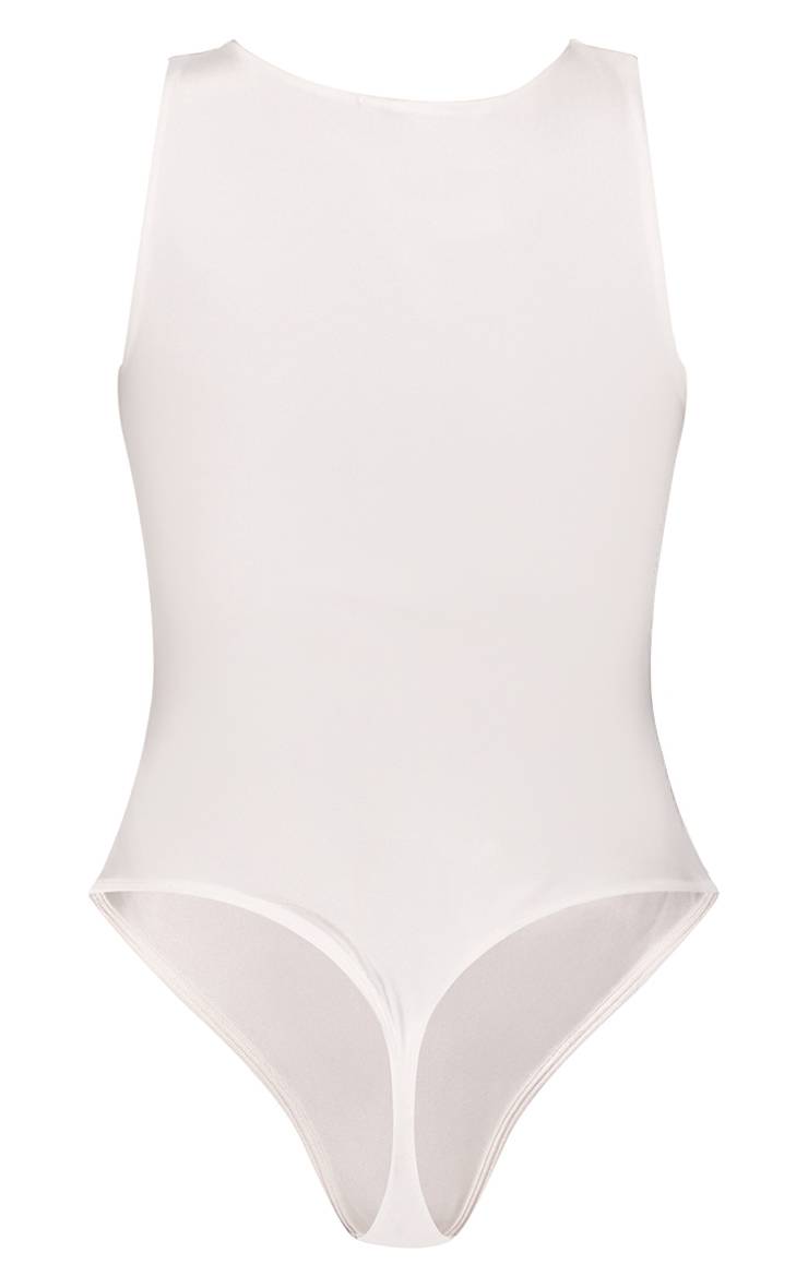 Blanc Body Sans Manches À Encolure Carrée En Polyamide