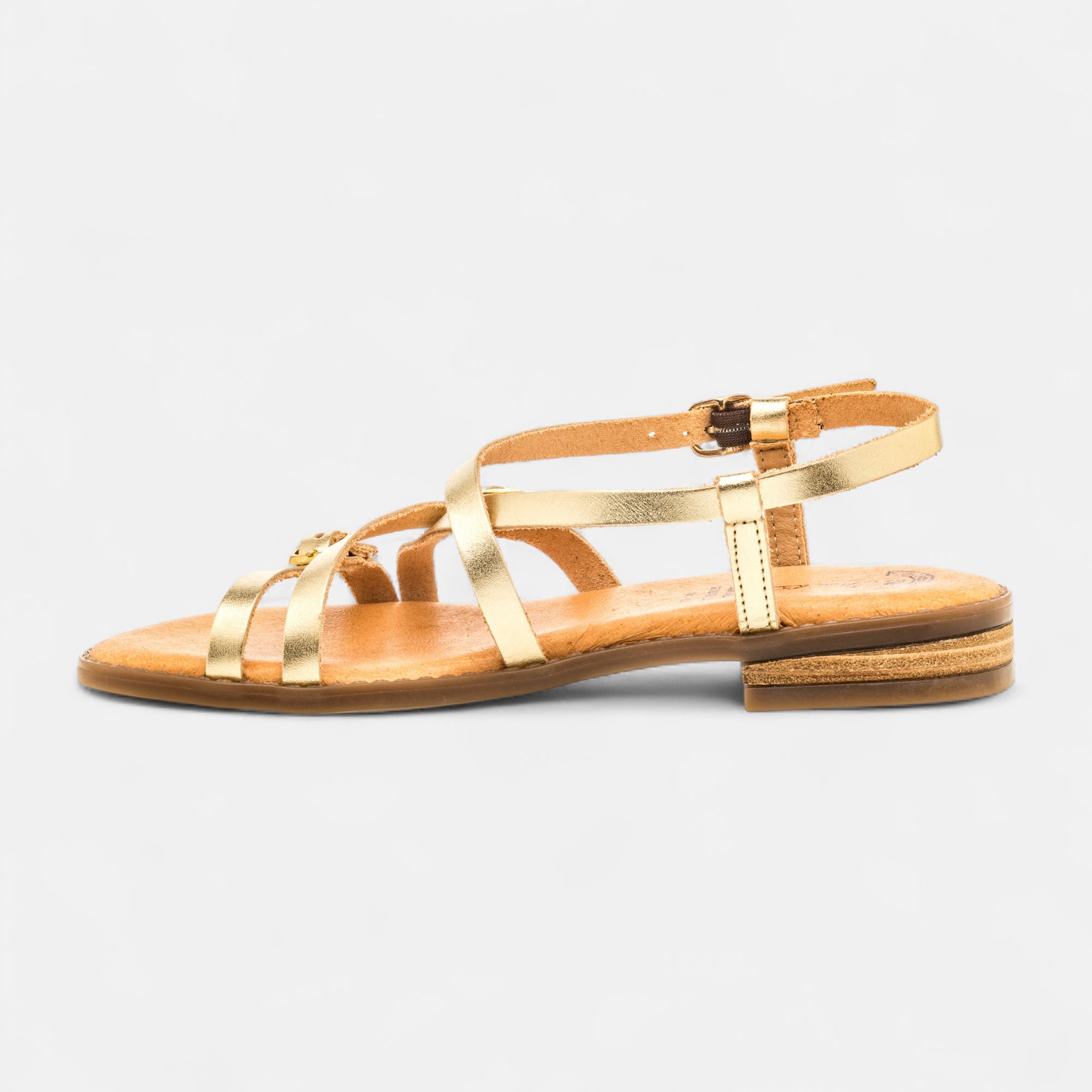 Nu-pieds Femme en cuir or