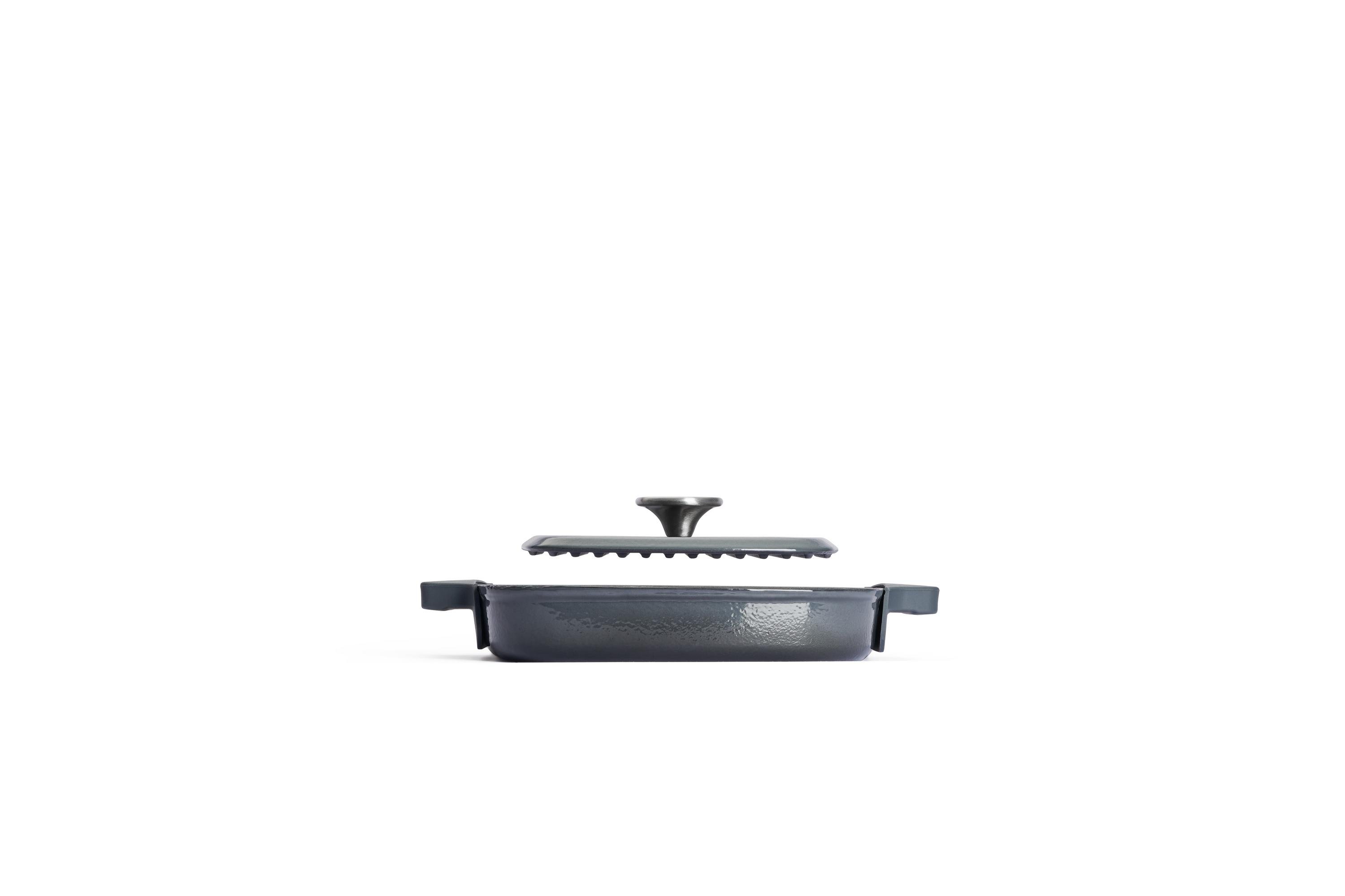 Iron Guss-Grillpfannen-Set mit 2 Steakmessern - Farbe: Carbon Grey