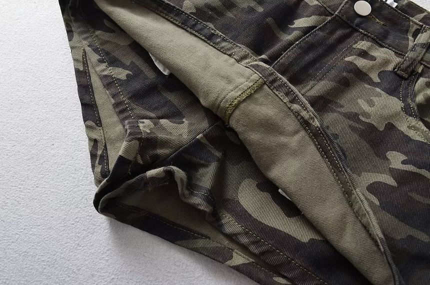 Osion - Hoge taille camouflage print potlood denim skort