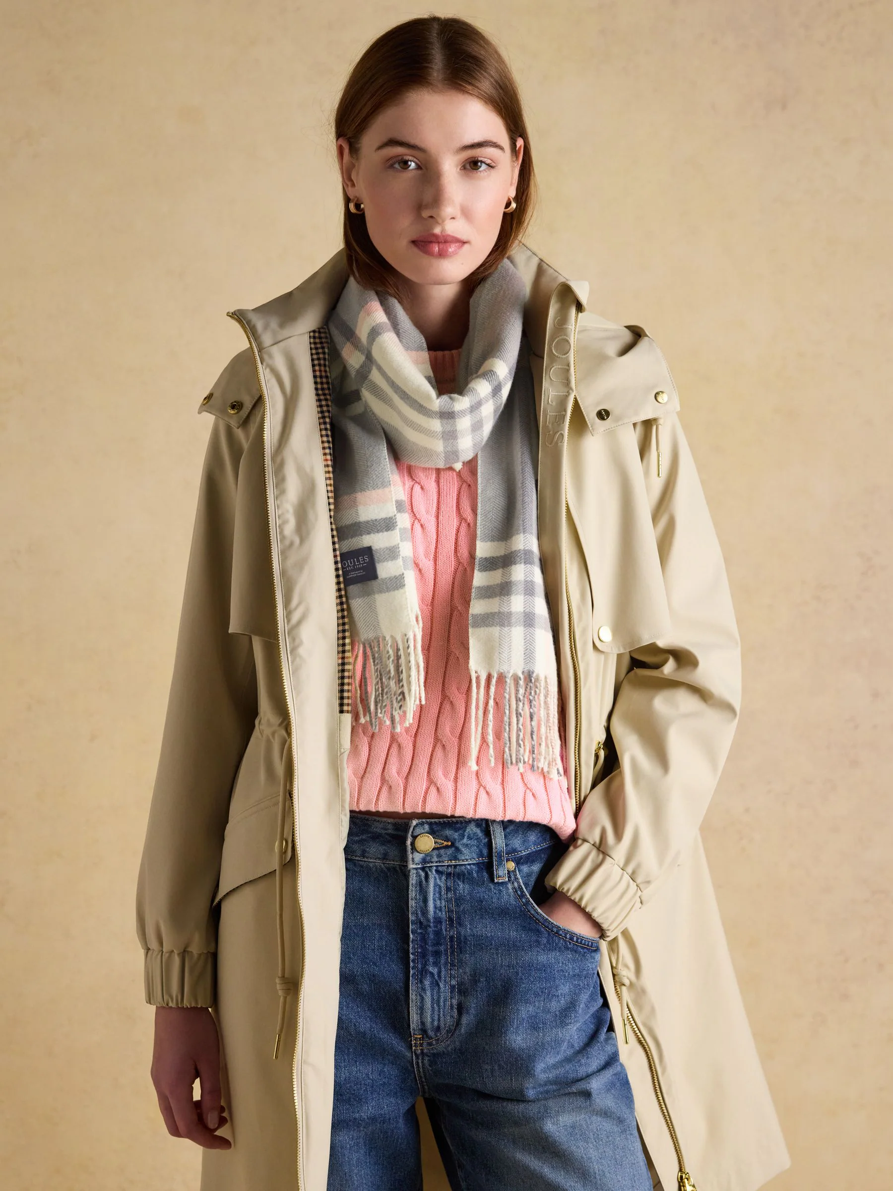 Roze en grijs - Joules Langtree Large Scarf