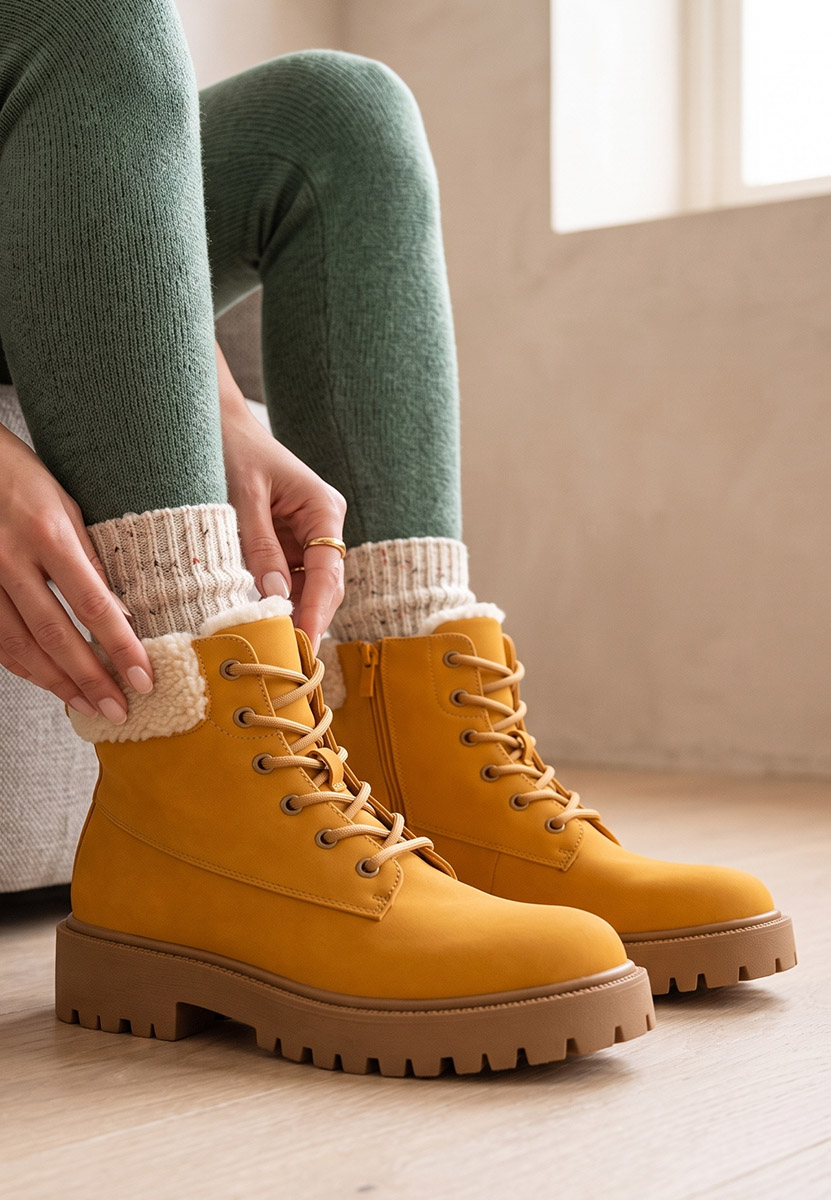 Bottines à lacets femme jaunes Pavira