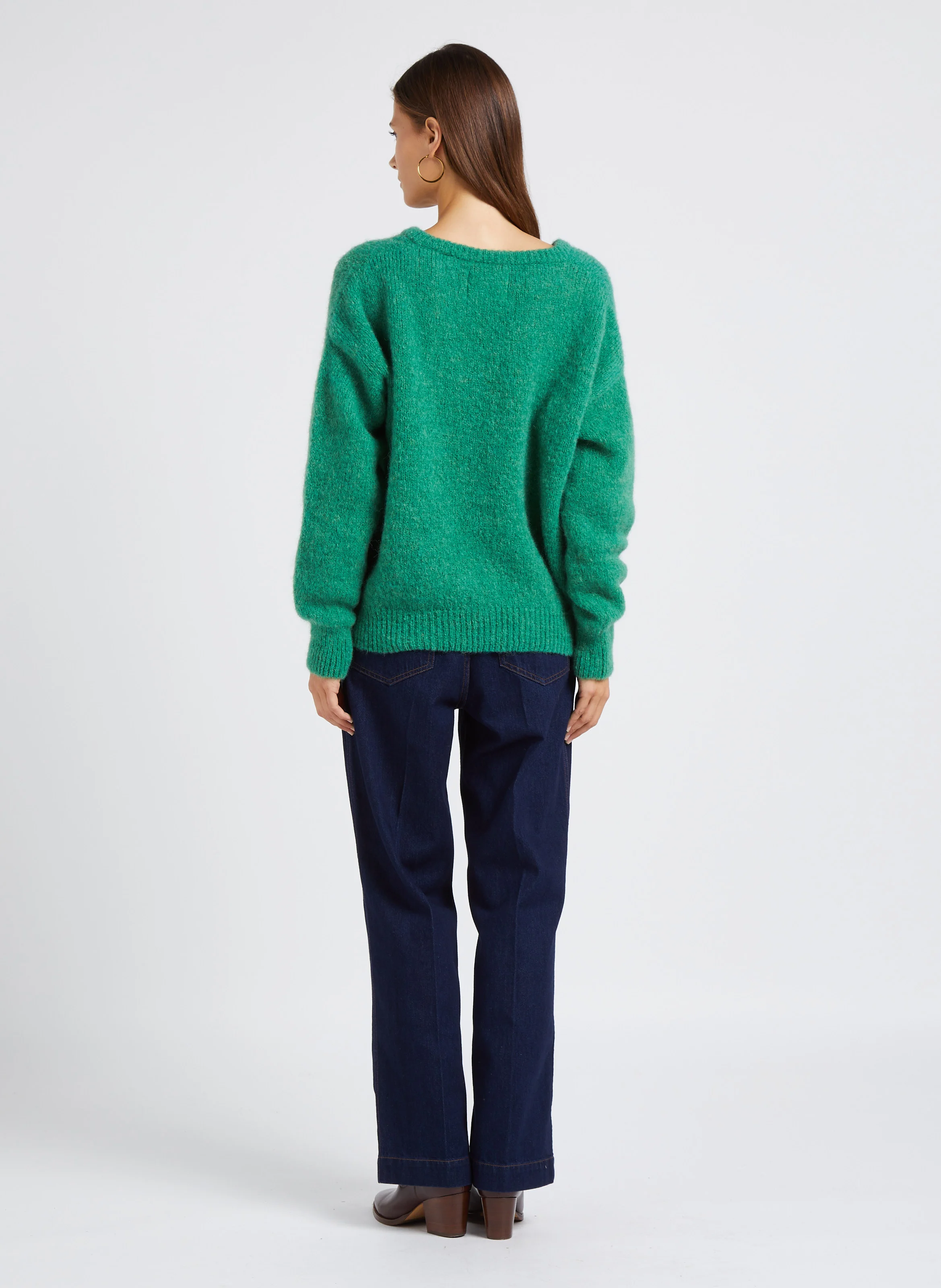 SAMUEL - Jean droit taille haute en coton | Bleu