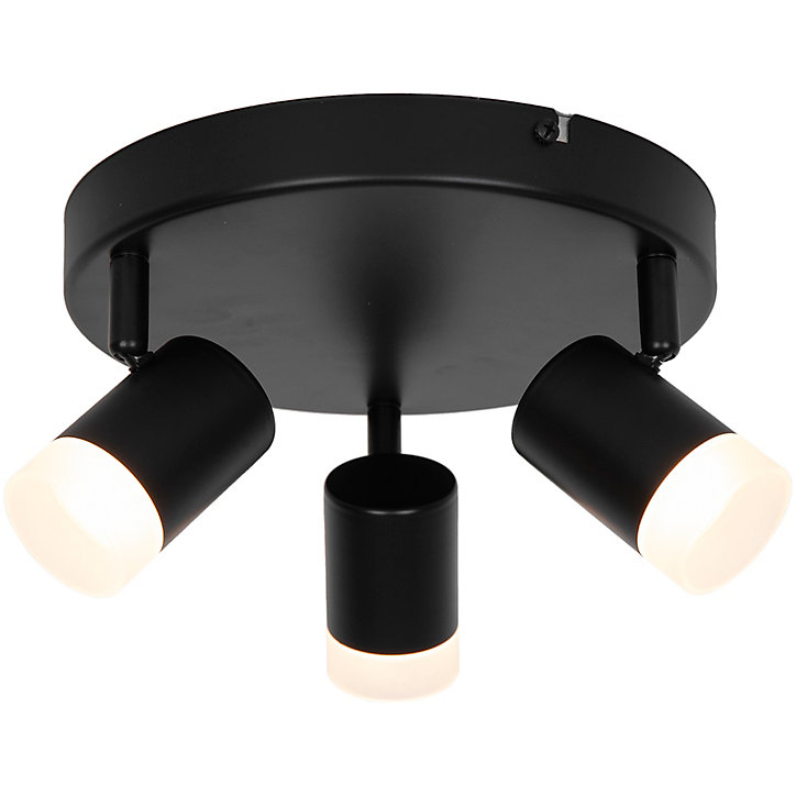 Plafonnier spot LED intégrée 3 lumières 350 lm 9.5 W blanc chaud GoodHome Maupin noir mat H.14 x Ø23 cm
