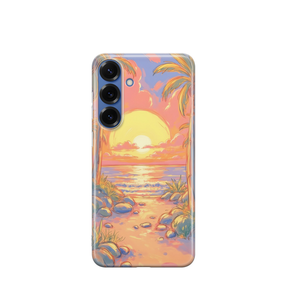 Samsung Galaxy S25 Plus Gummi Hülle Aquarell Sommer 1 - Orange
