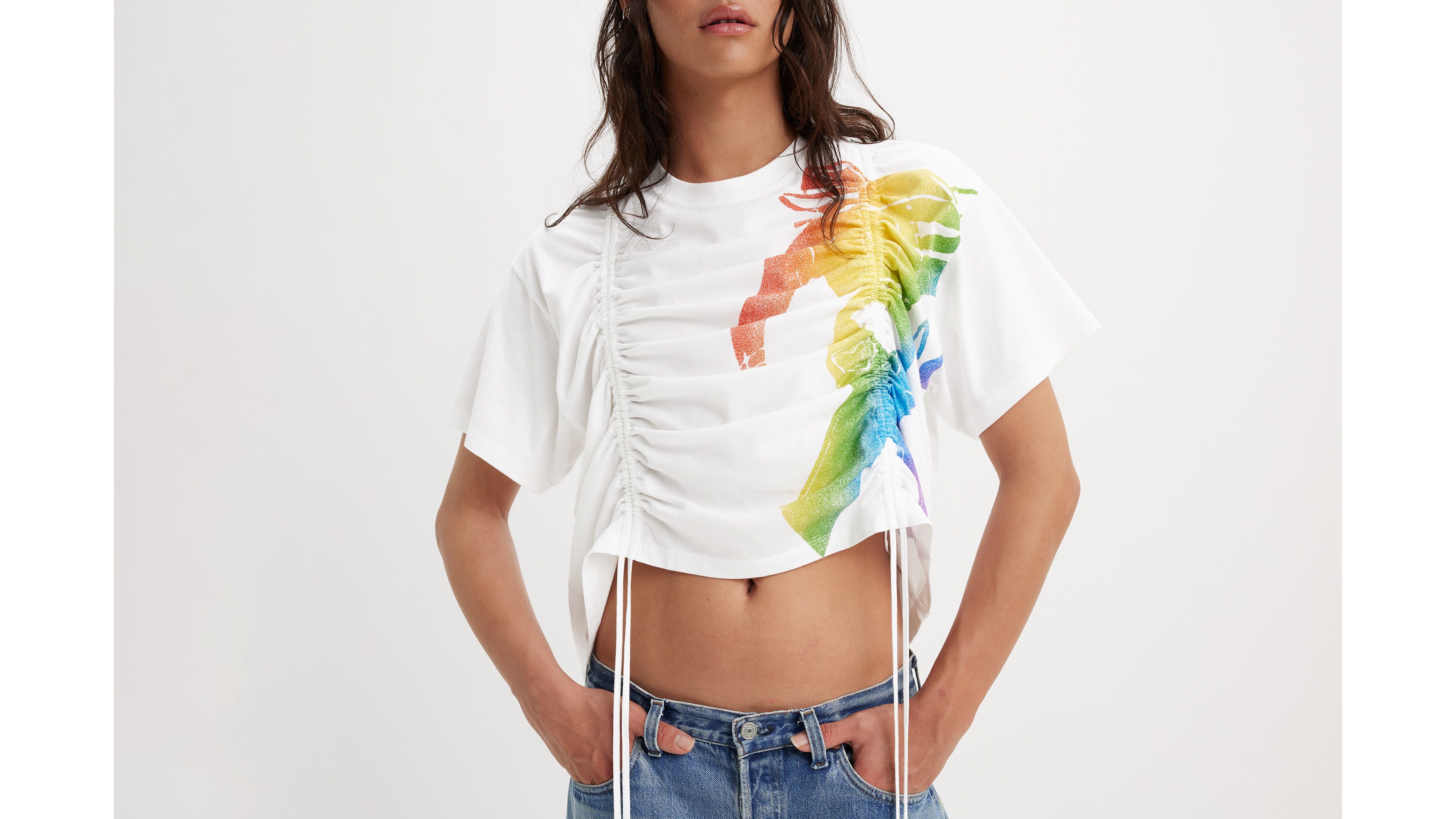 Levi's® Pride T-shirt ajustable Short Stack - Bright White - Blanc