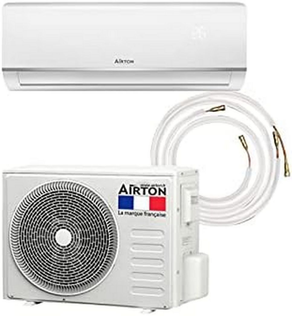 PACK Prêt à poser Airton : Pompe à chaleur/Climatiseur réversible R32-5270/5500W - 18000BTU + Raccordement 4M Ready Clim (60m2 - A++) - Gaz pré-chargé.