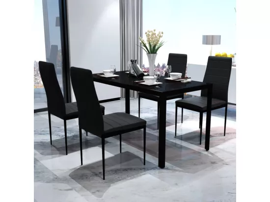 Ensemble de table pour salle à manger cinq pièces noir
