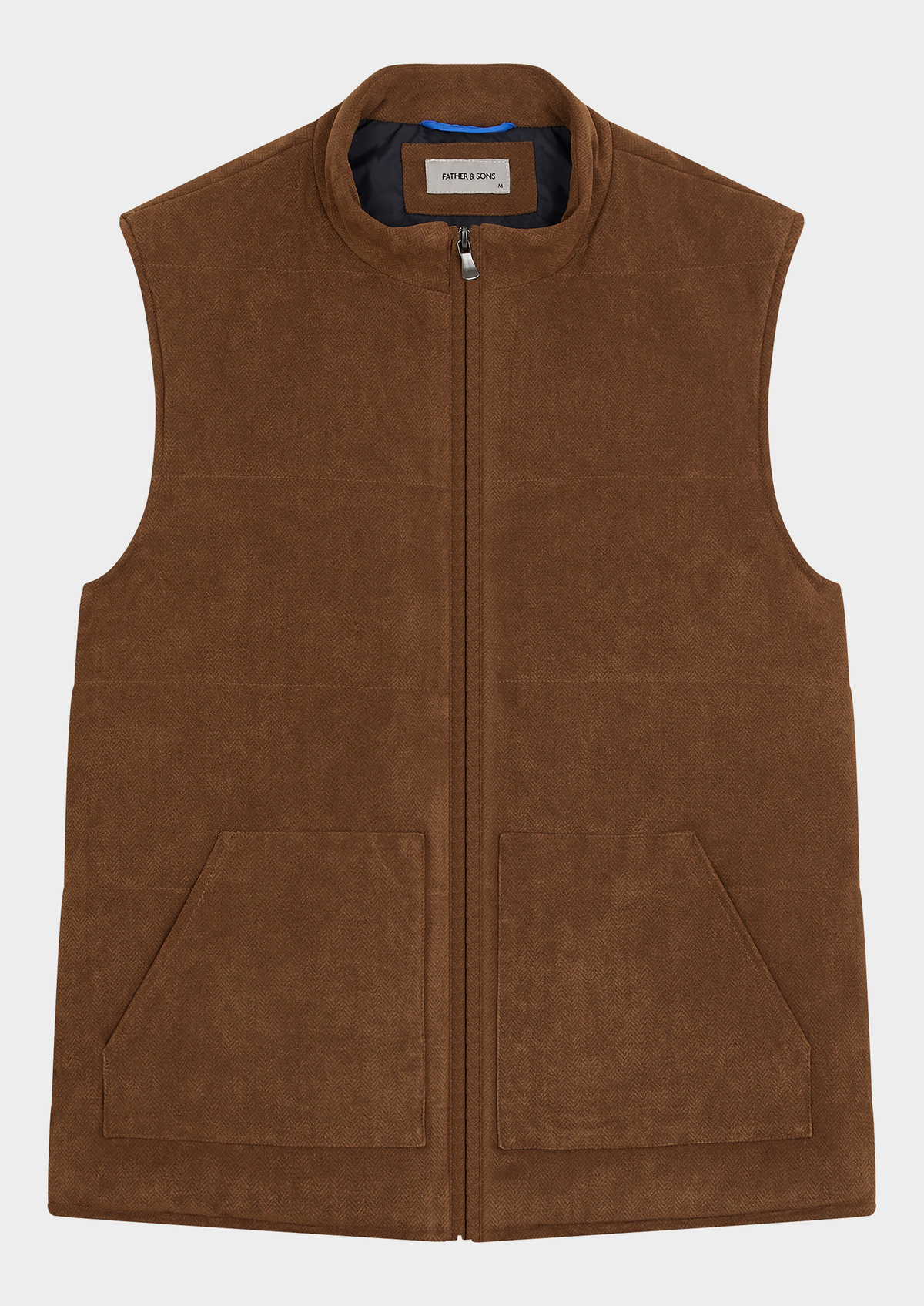 Doudoune light sans manches unie cognac