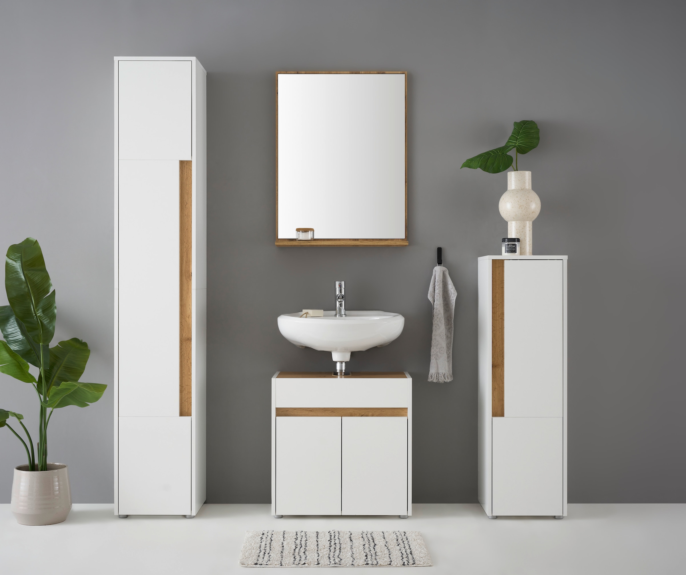 INOSIGN Badmöbel-Set »CITY/ GIRON, Bad im zeitlosen Design, 4-teiliges Badezimmer« Set, 4 Stk. tlg.