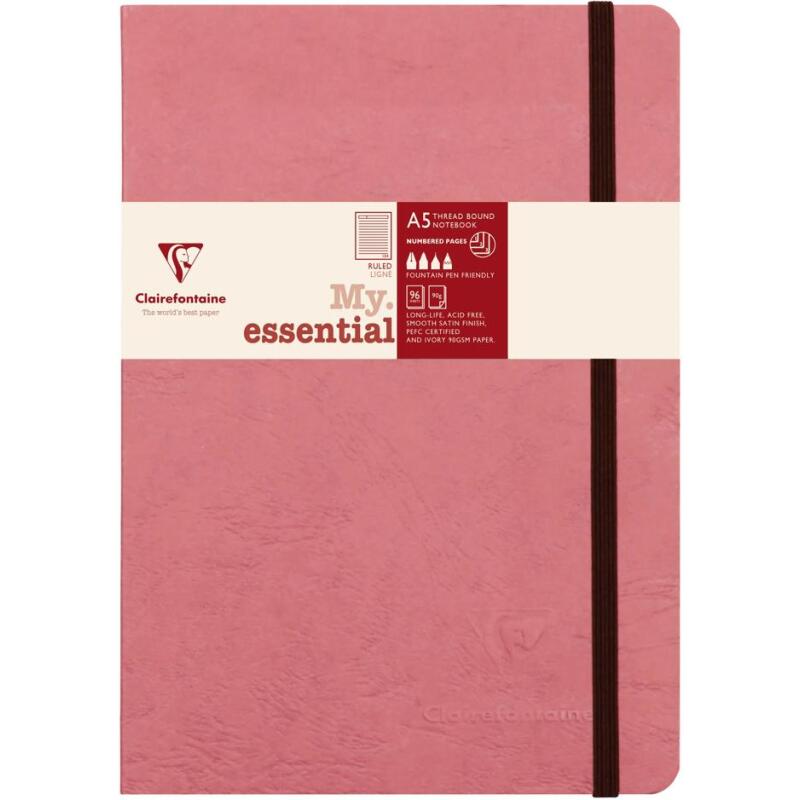 My.Essential Age Bag carnet brochure cousu dos carré à pages numérotées A5 192 pages ligné papier ivoire 90 g - Rose antique