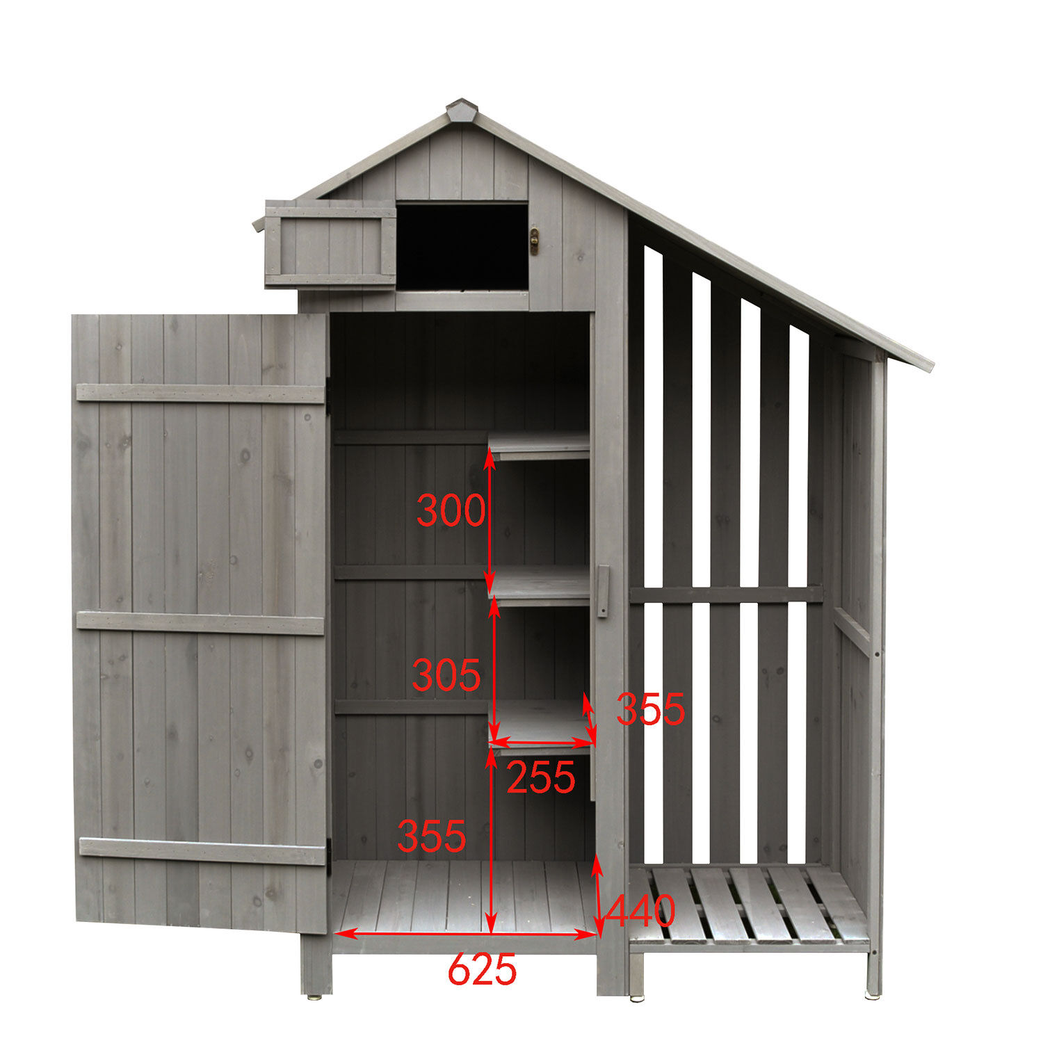 Holz-Gerätehaus 1 Türe, 1 Seitenregal