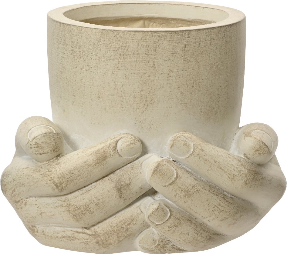 Decoris bloempot Handen crème 27 x 22 x 22 cm