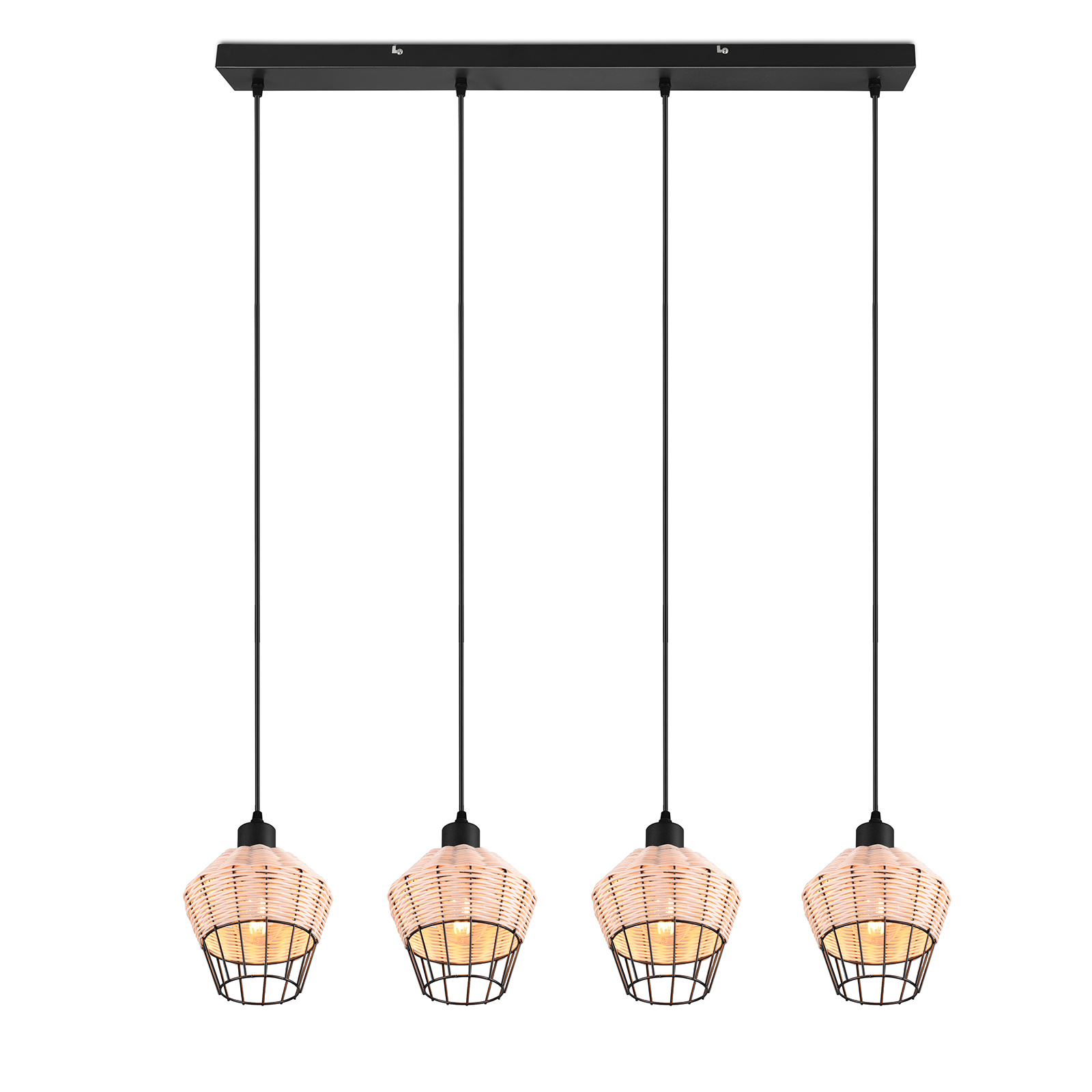 Pendelleuchte - natur-schwarz - Rattan