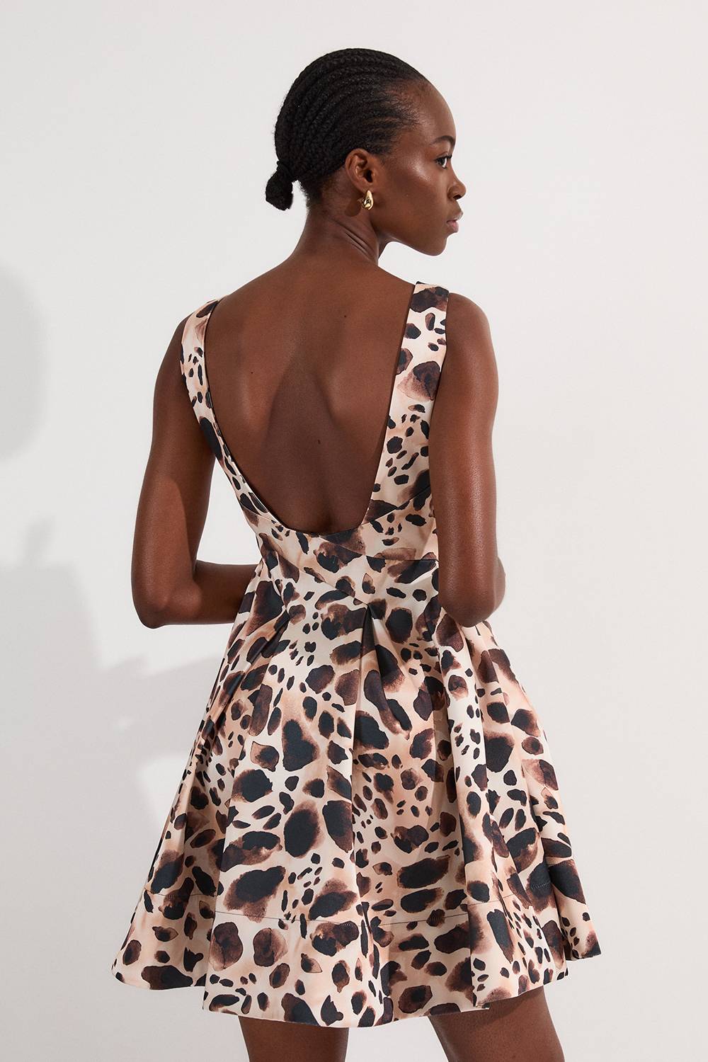 KarenMillen Robe de bal courte structurée en satin de viscose à imprimé animal