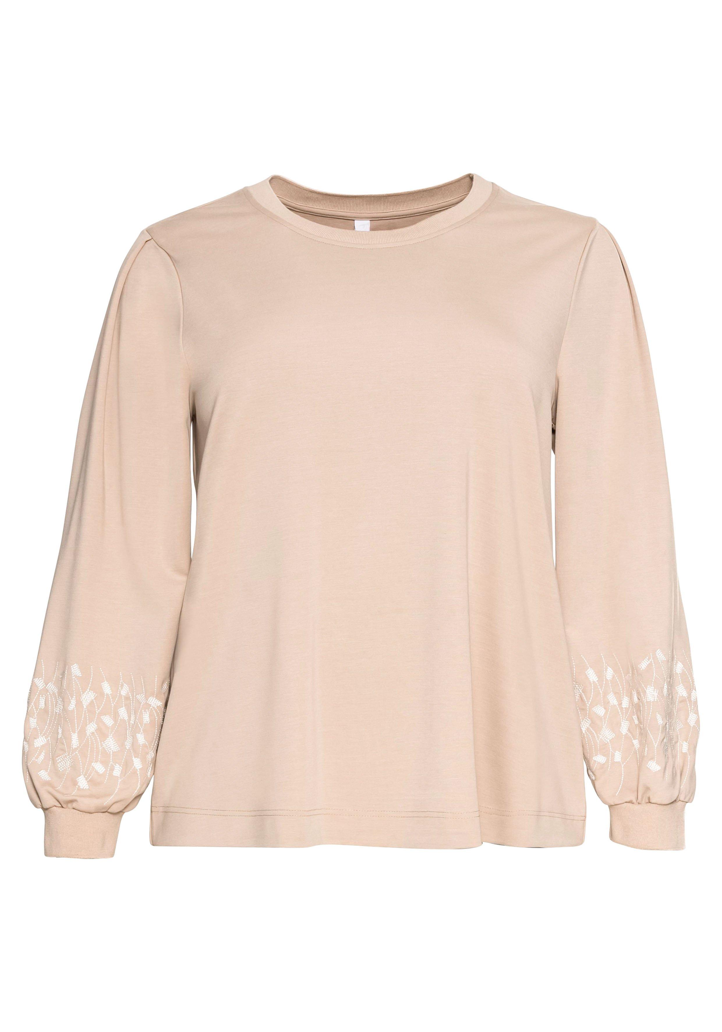 Langarmshirt mit Stickerei am Ärmel