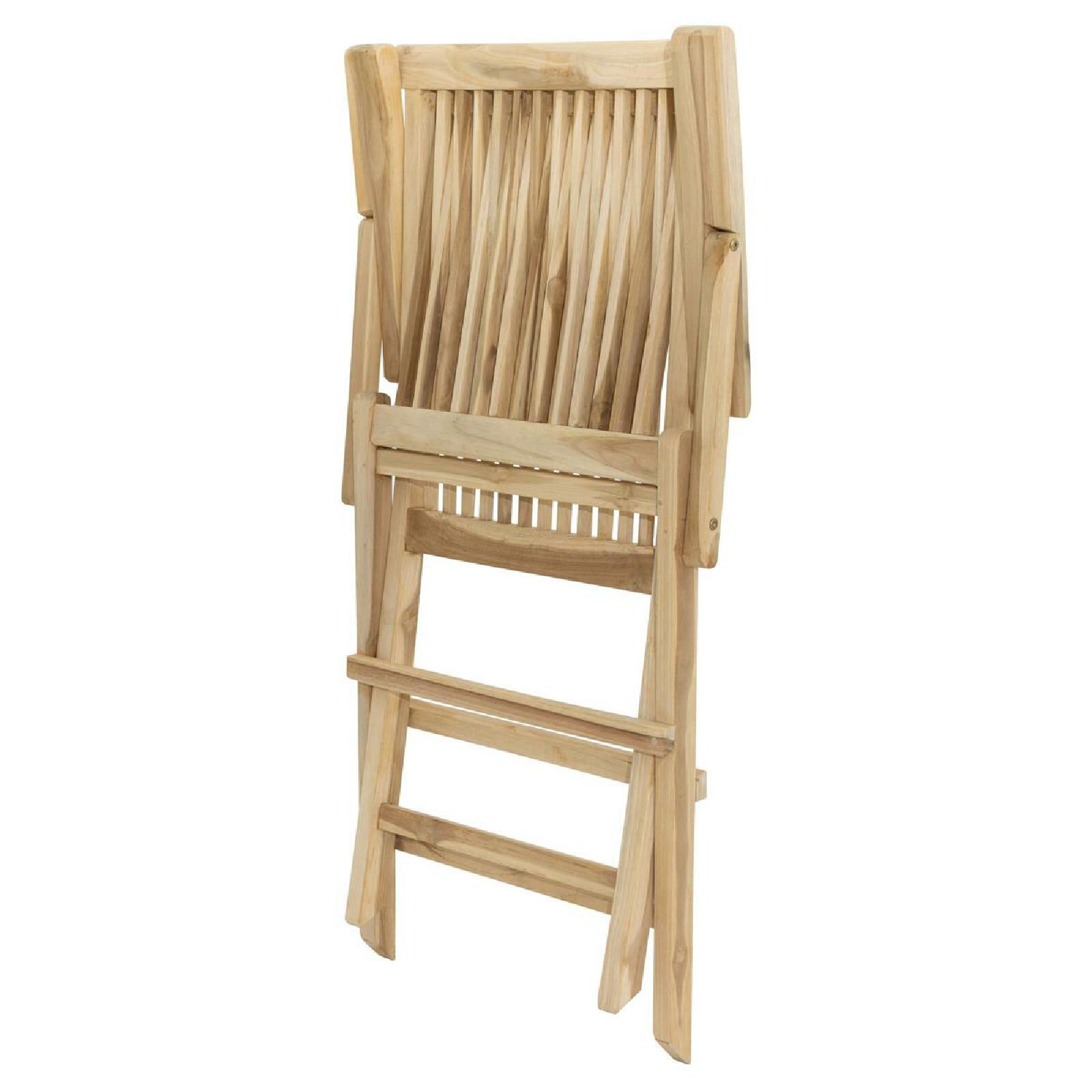 VCM Klappstuhl Gartenstuhl Balkonstuhl Terassen Armlehne Teak Holz natur