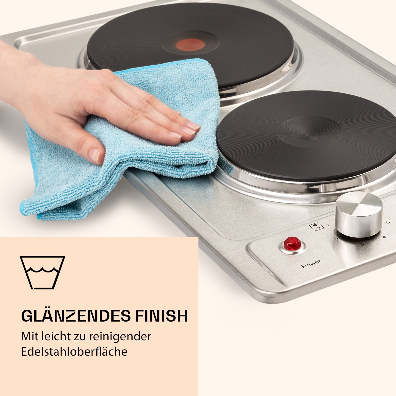 Appetito Domino Elektrokochfeld 2 Platten 3000 Watt Edelstahl