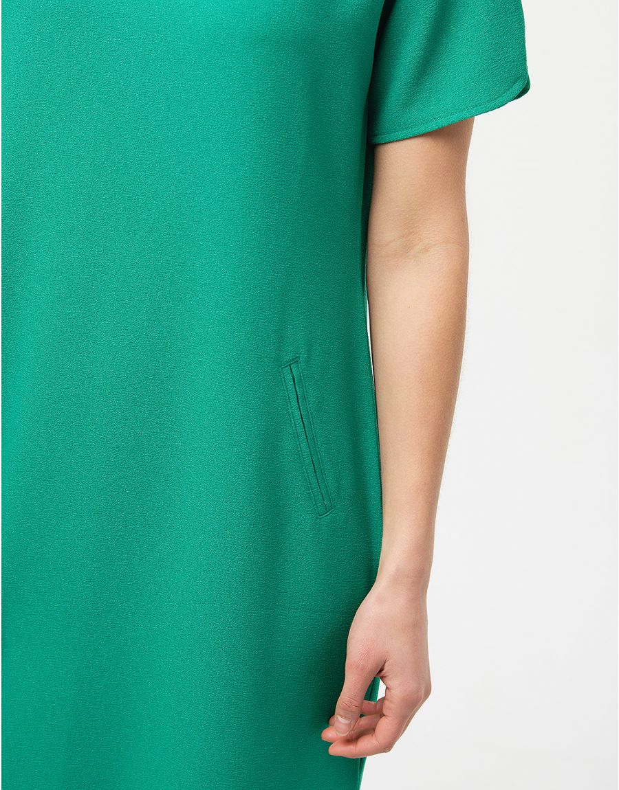 Robe chic crêpe vert