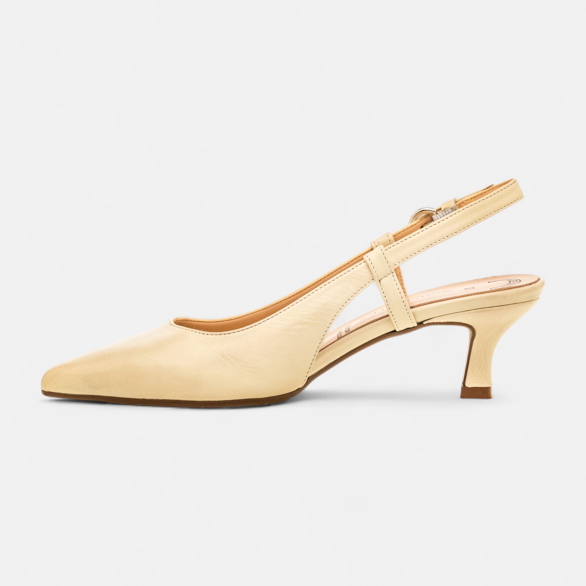 Escarpins avec bride arrière à talon Femme en cuir beige