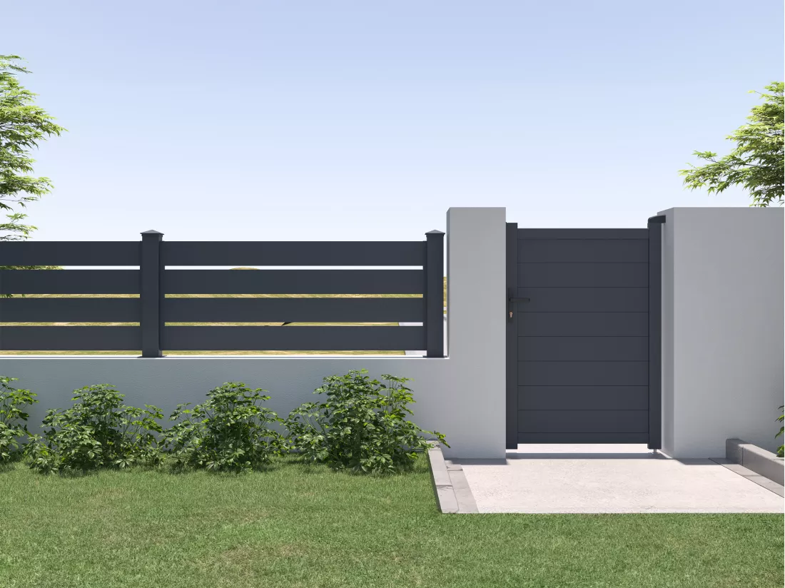 Extension de clôture à poser ajourée H80.3 x L178.3 cm en aluminium anthracite - PRIMO
