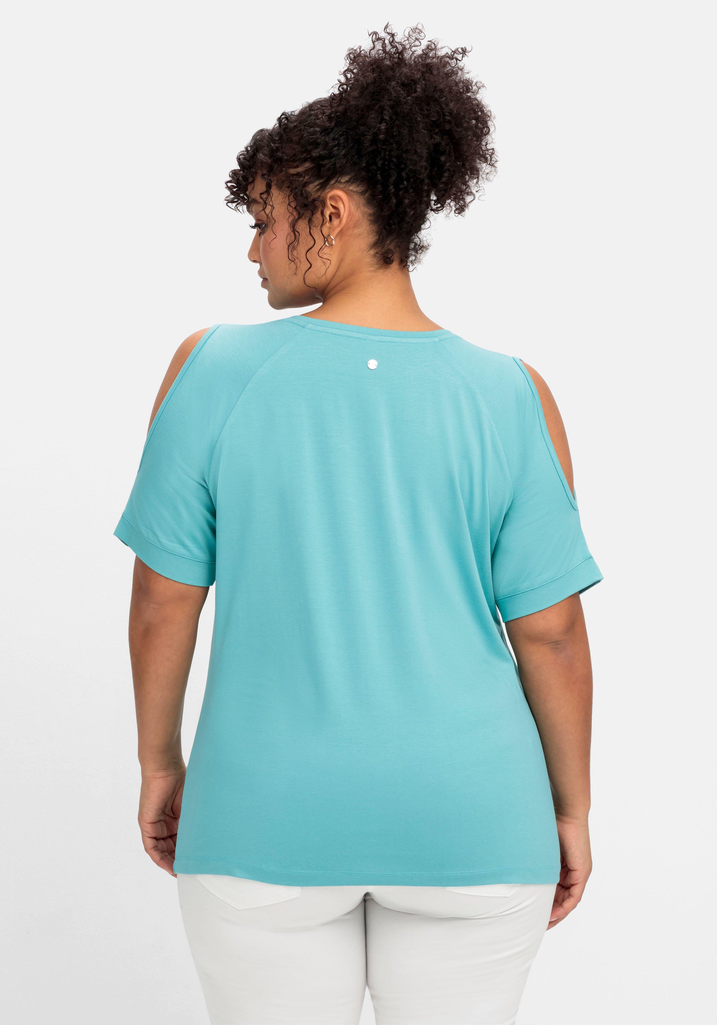 Shirt mit Wordingprint und Schulter-Cut-outs