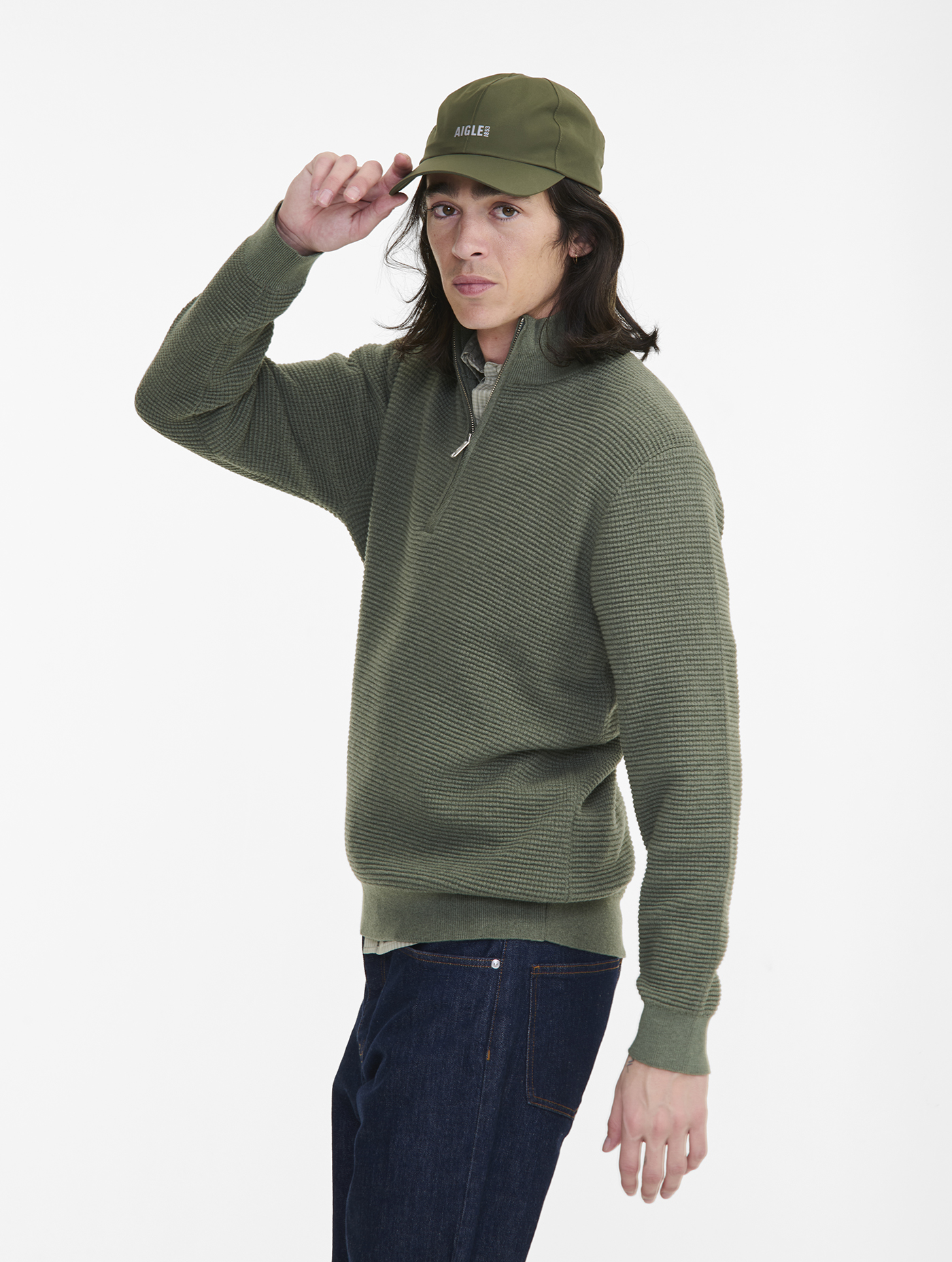 Pull demi-zippé à col montant HEATHER ALOE