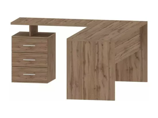 Bureau d'angle bois moderne design 3 tiroirs SADIMOL