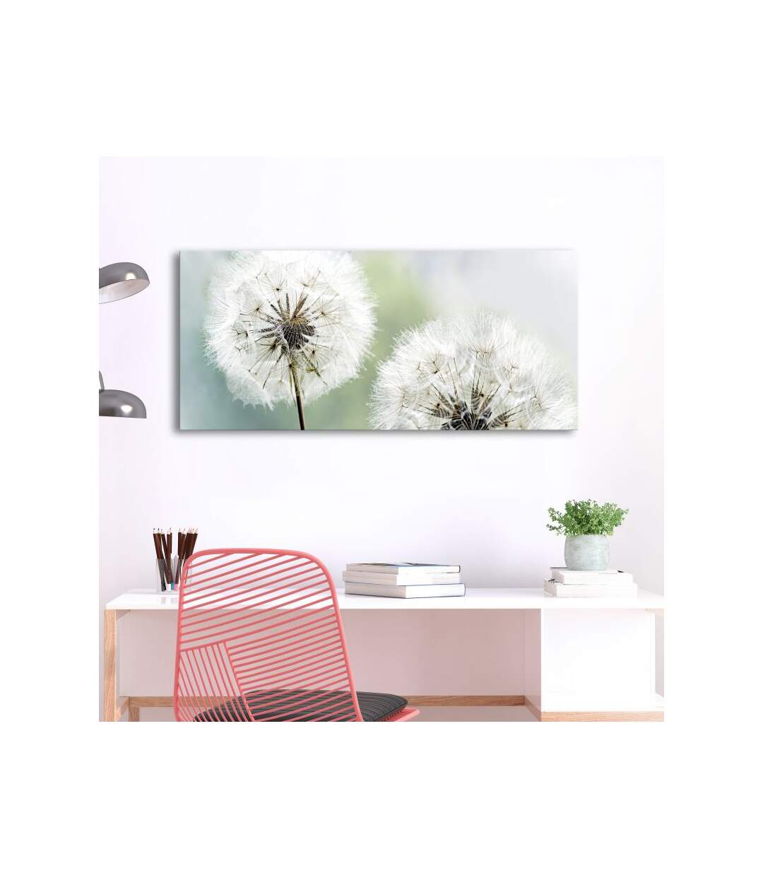 Paris Prix - Tableau Imprimé fluffy Dandelions Green Wide 45x100cm