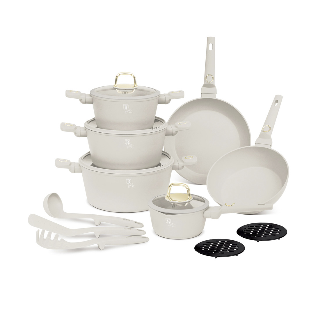Berlinger Haus 15-teiliges Kochgeschirr-Set matt cream Sahara Collection