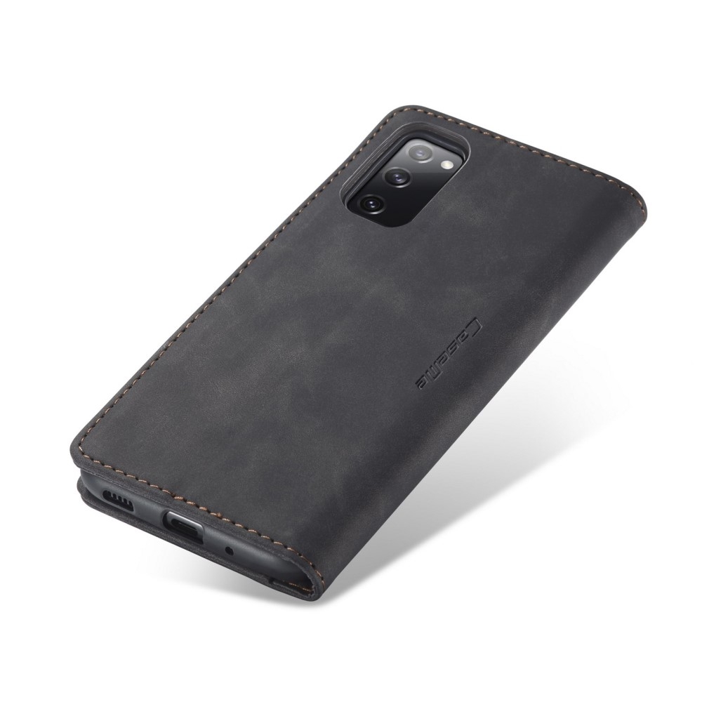 Samsung Galaxy S20 FE / S20 FE 5G Leder Tasche Flip Wallet Etui mit Kartenfächern - Schwarz