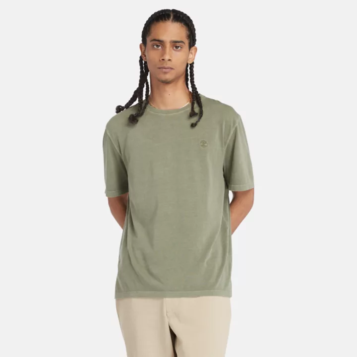 T-shirt teint en pièce pour homme en vert