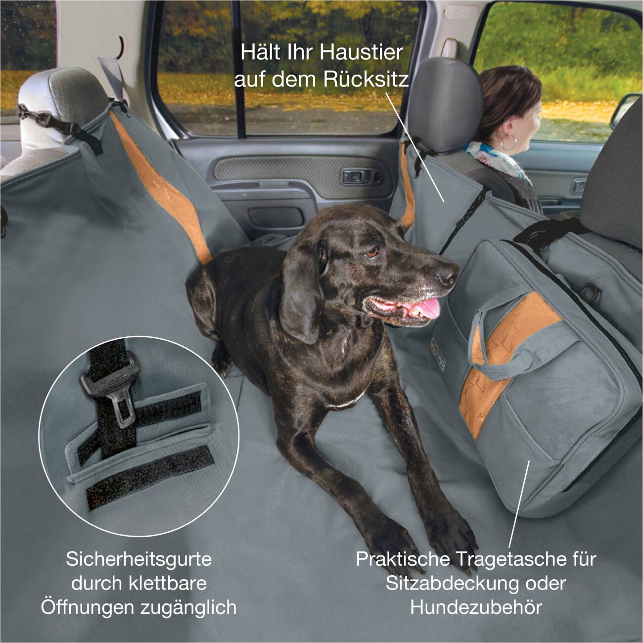 Kurgo Wander-Autohängematte für Hunde schwarz