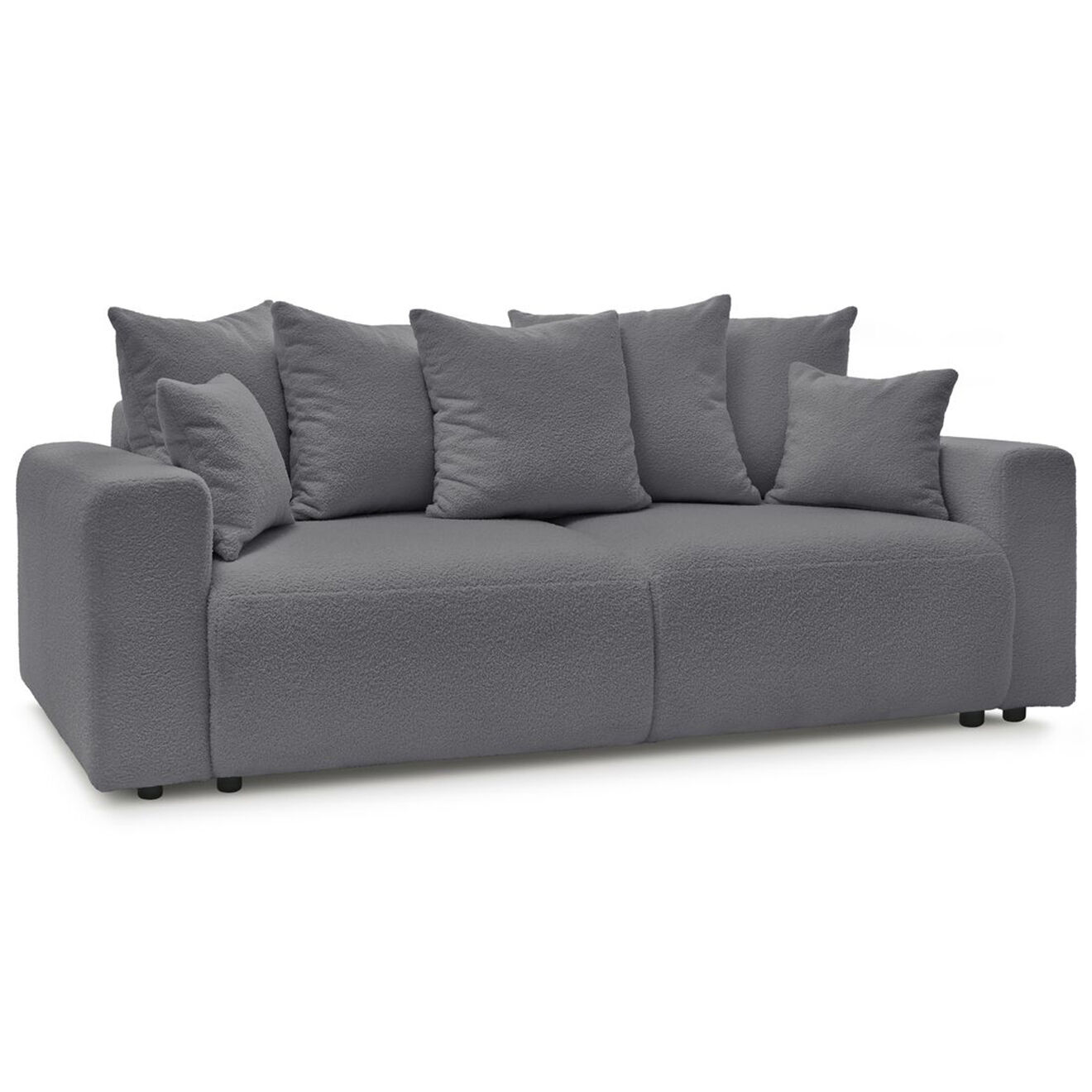 Bobochic Canapé 3 places convertible velours bouclette Envy gris foncé - 245x102x88 cm