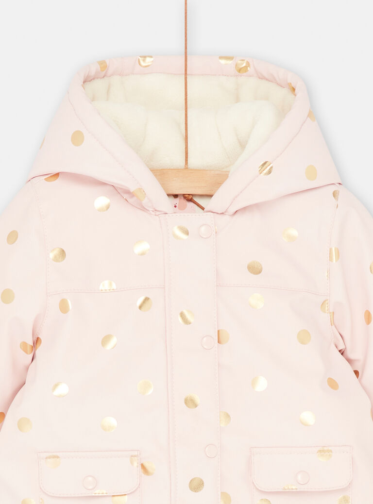 Imperméable rose dragé à imprimé à pois bébé fille