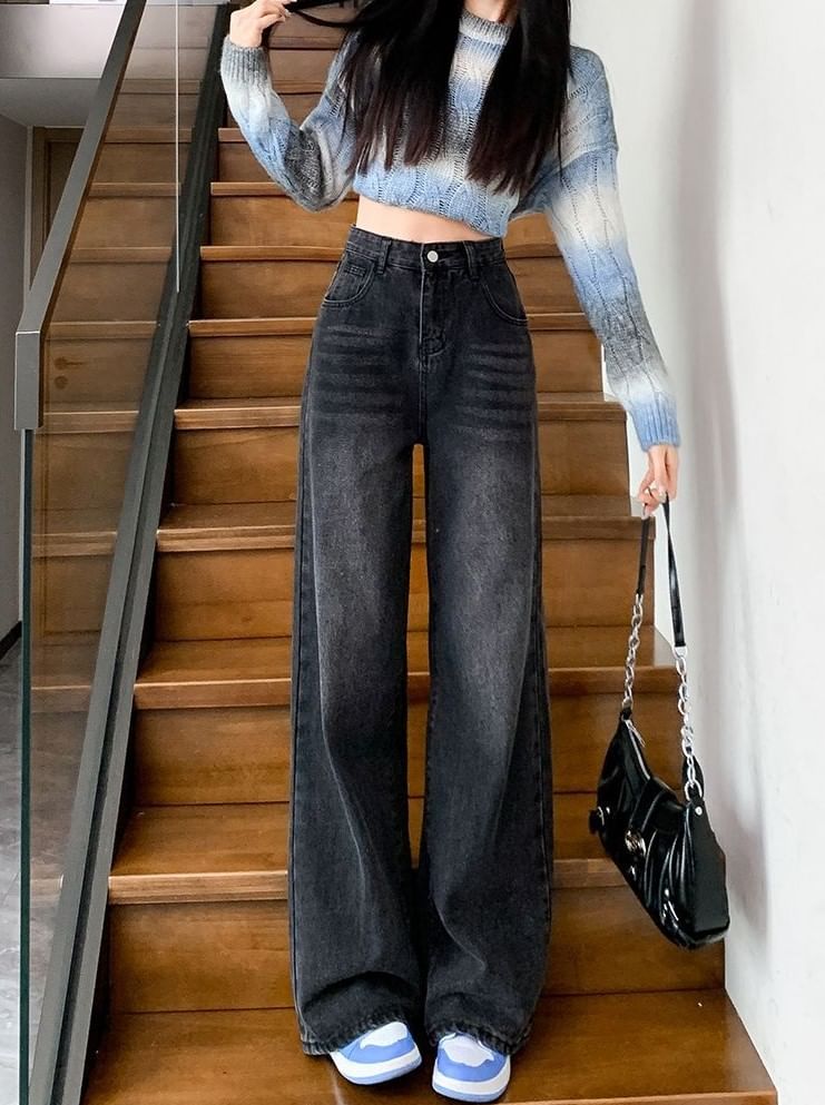 Kira Kira - High Rise Washed Wide Leg Jeans