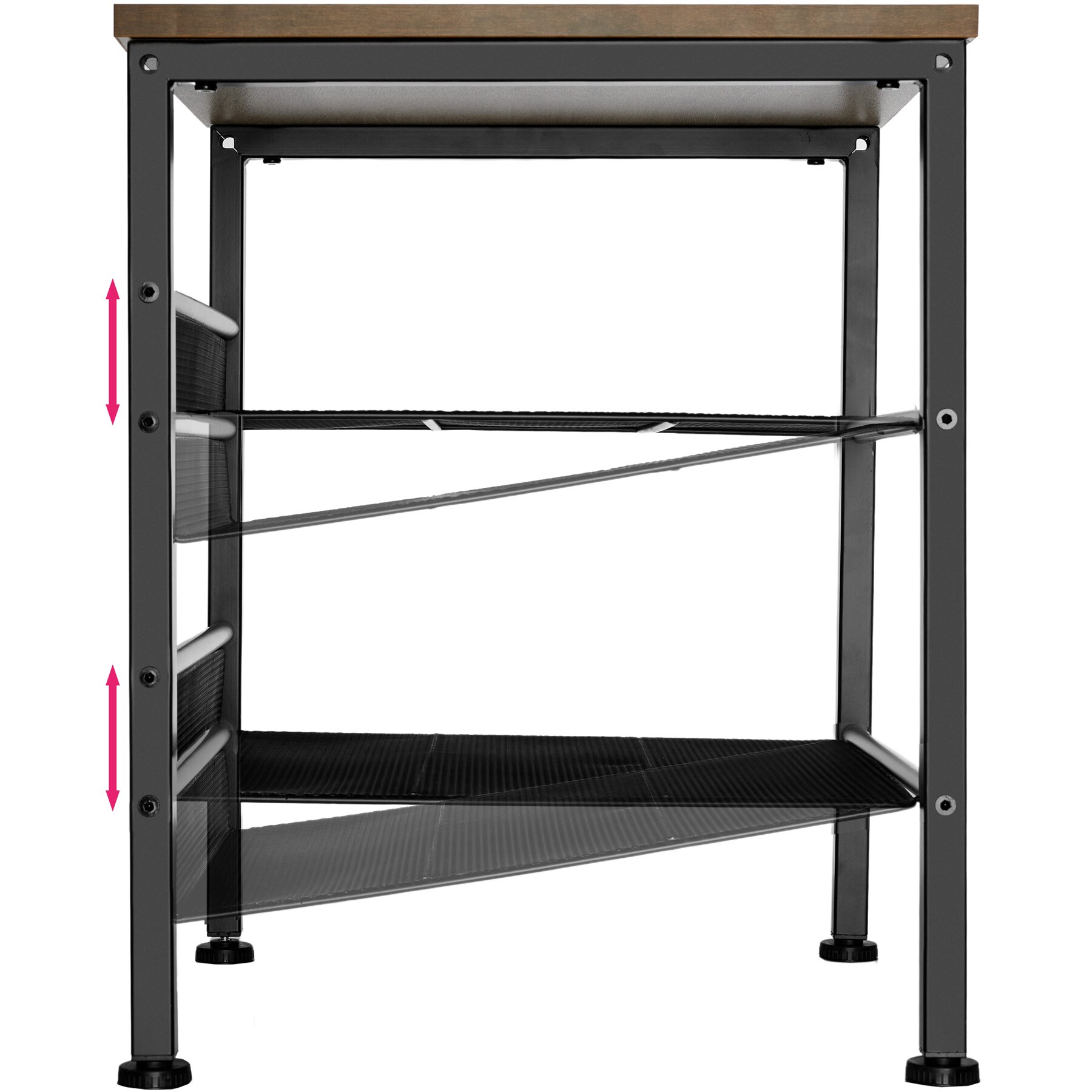 tectake® Beistelltisch, Industrial Style, mit Ablage und 2 Gitterablagen, 40,5 x 40 x 50,5 cm