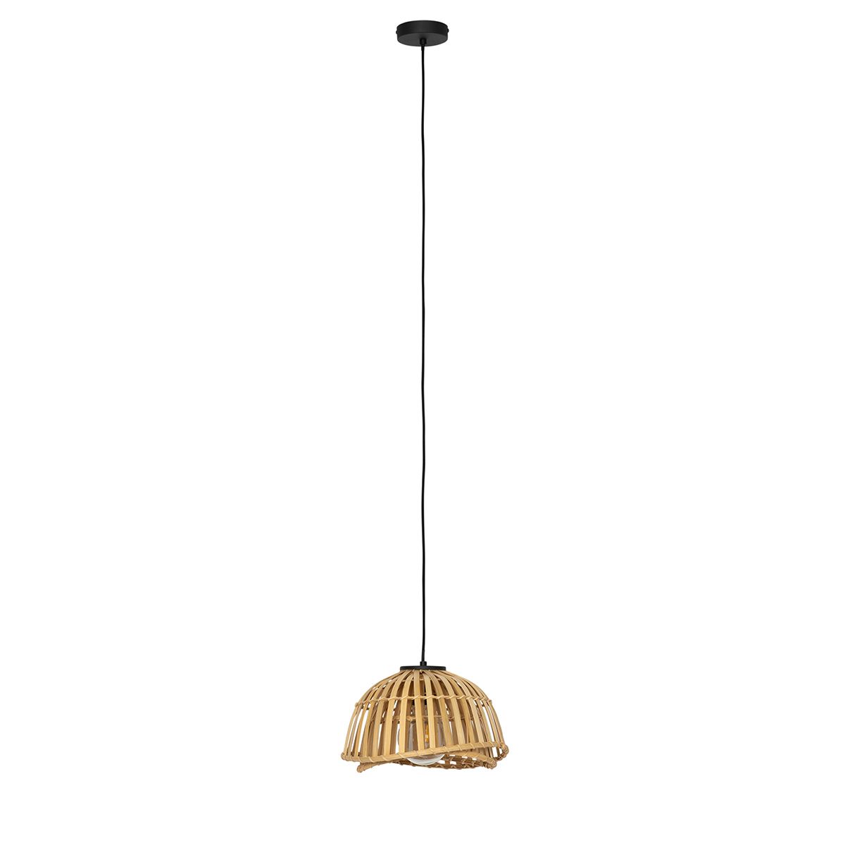 Oosterse hanglamp zwart met naturel bamboe 30 cm - Pua
