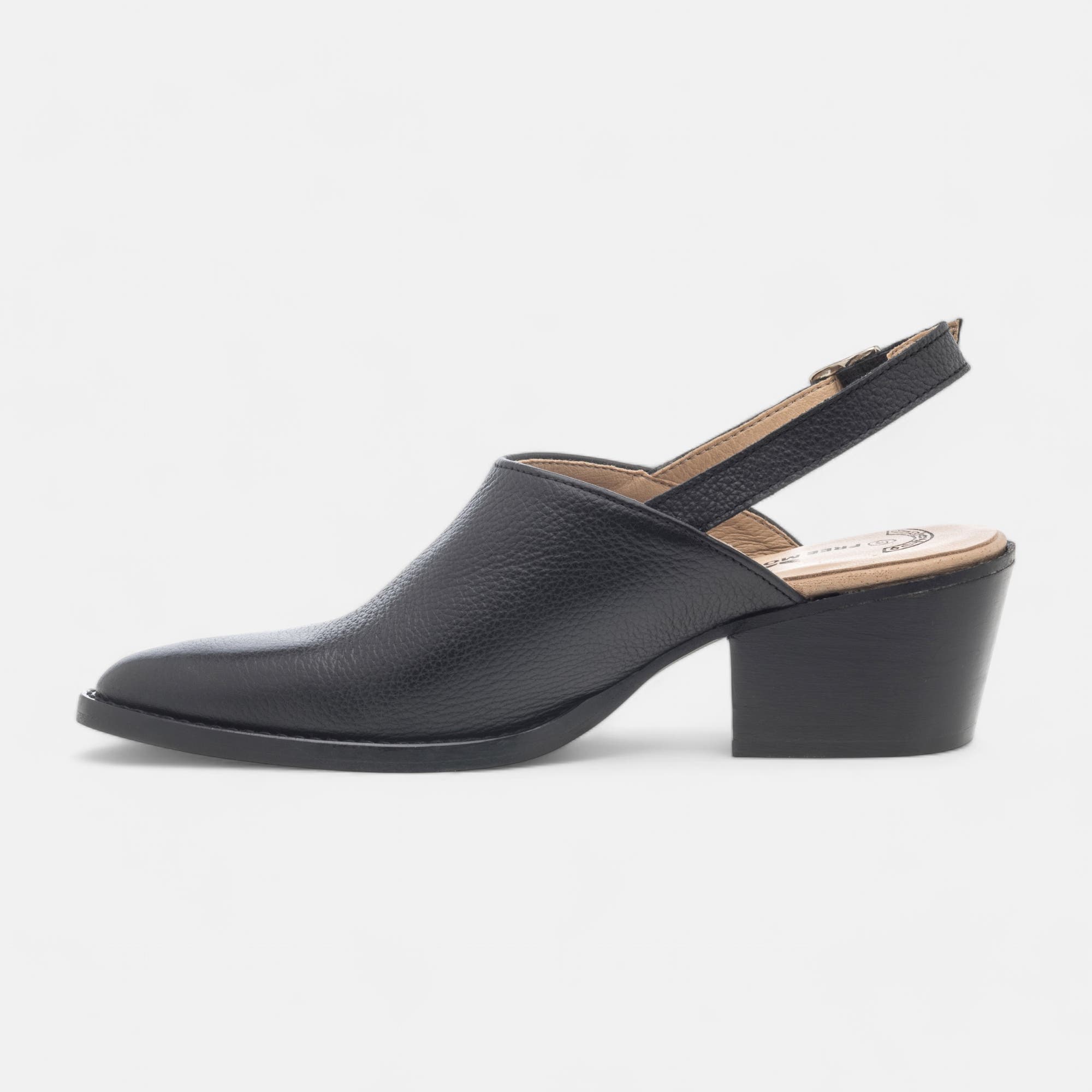 Mules à talon Femme en cuir noir