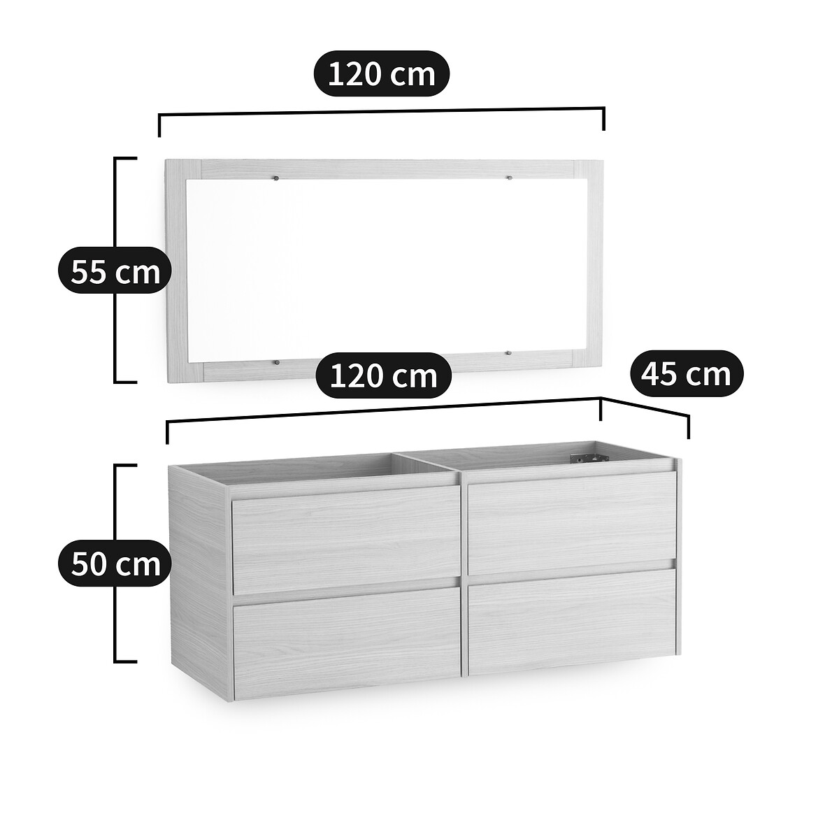 LA REDOUTE INTERIEURS<br>Móvel de parede para lavatório + espelho L120cm, Nirio