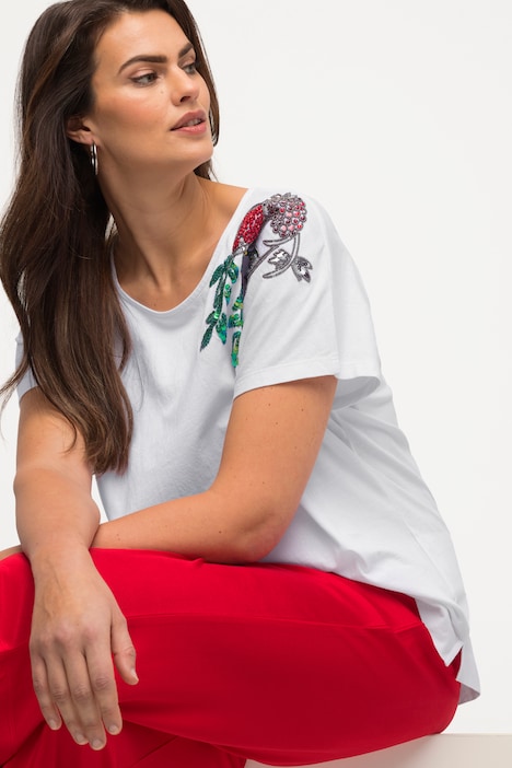 T-Shirt, Stickerei, Oversized, Rundhals, Langarm