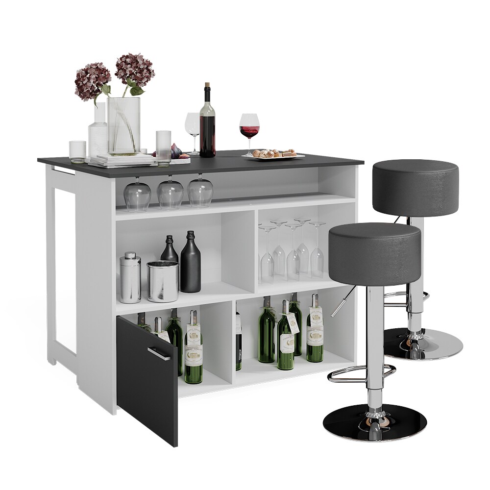 Vicco Bartisch Dominic Weiß Anthrazit 116 x 37 cm Barhocker Esszimmer Küche offene Fächer Tür