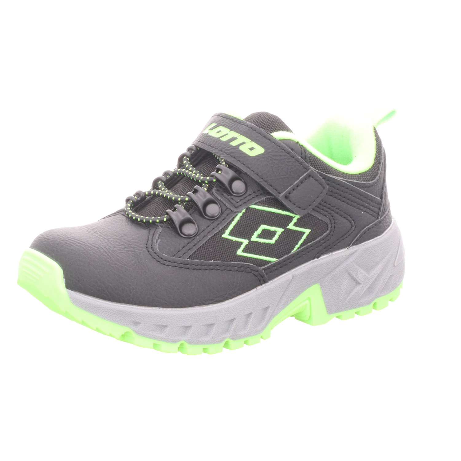 Lotto Lifes Kinder-Jungen-Sneaker-Slipper-Klettschuh WOODLARK K Schwarz-Grau-Grün