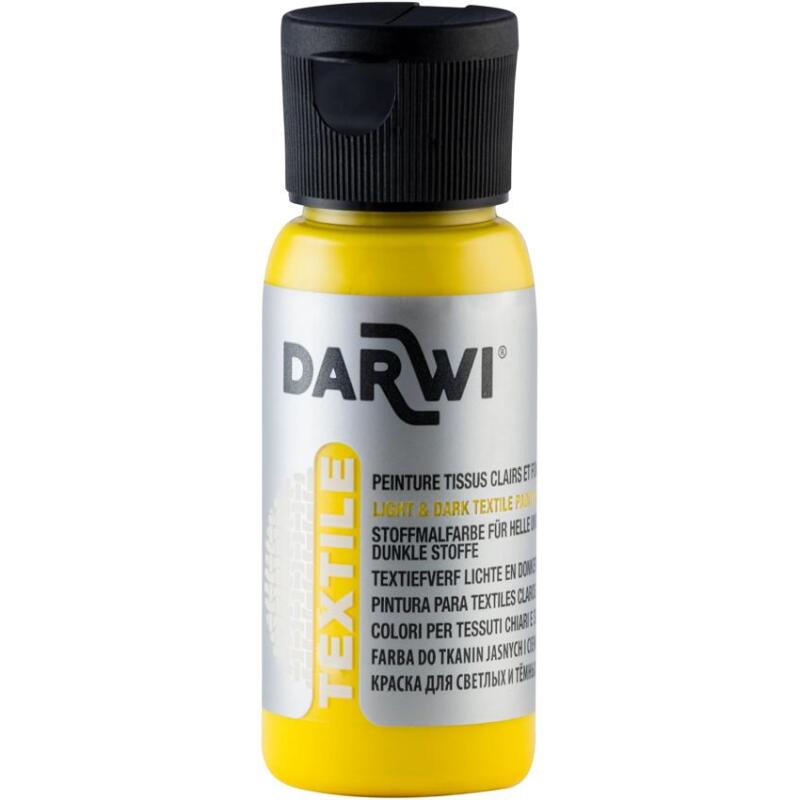 DARWI Flacon de 50 ml de Peinture Textile Opaque - Jaune nacré