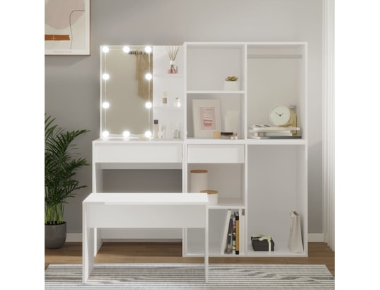 VIDAXL - Ensemble coiffeuse Ensemble de coiffeuse avec led blanc bois d'ingénierie