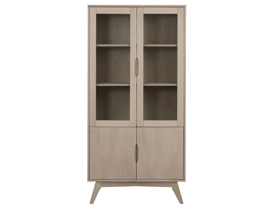TOILINUX - Vitrine martie en mdf et verre 4 portes et 4 étagères - beig...