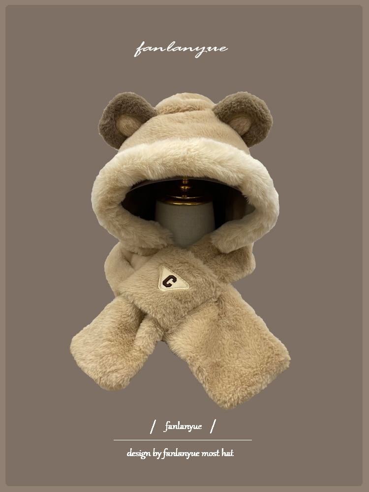 Zaalouk - Fleece sjaal met capuchon en berenoren