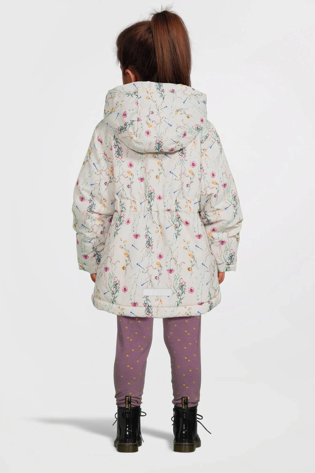NAME IT gebloemde winterjas NMFMAXI beige/roze